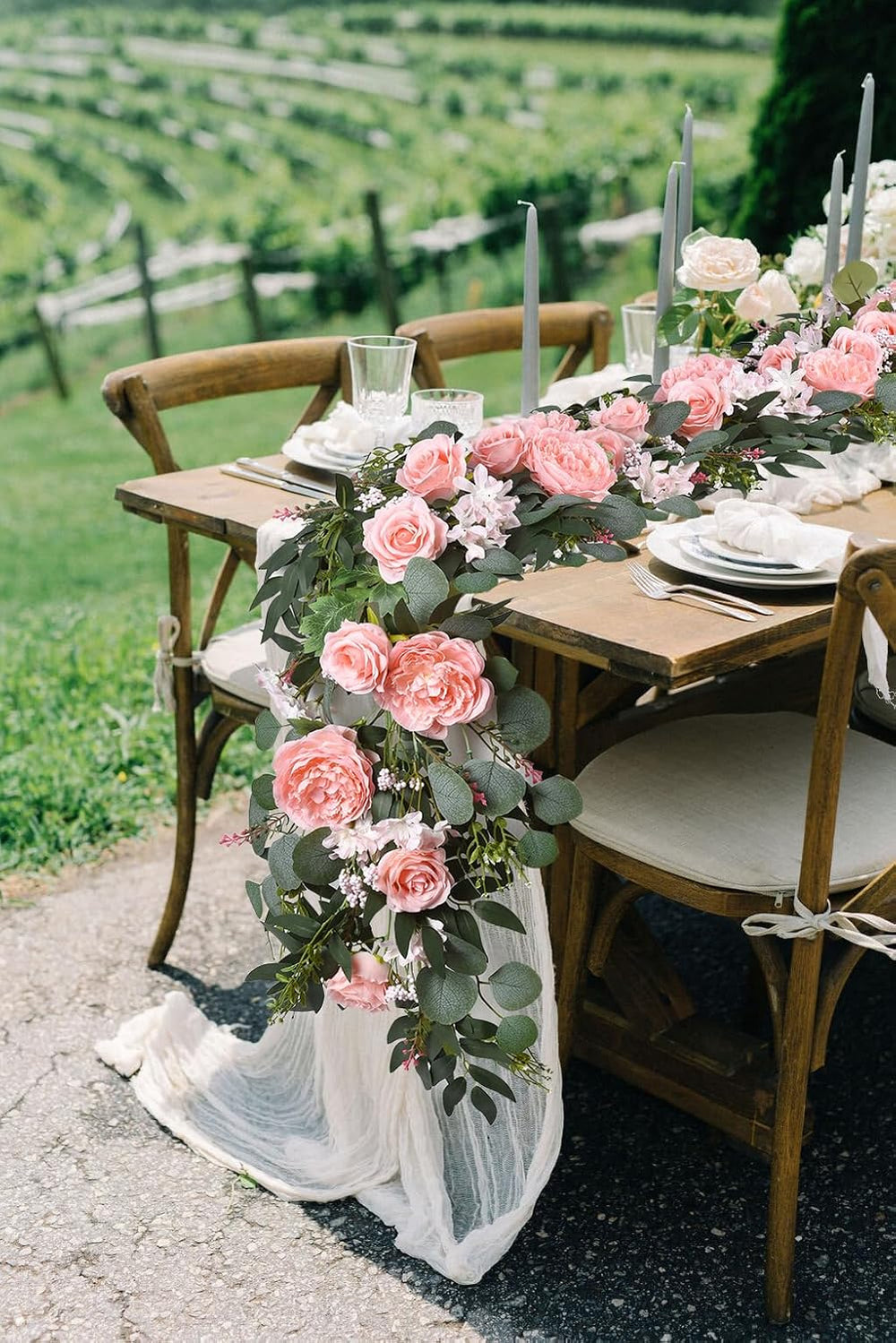 Lvydec 2 Pack Artificial Peony Flower Garland - 6ft Silk Peony Vine Willow Le...