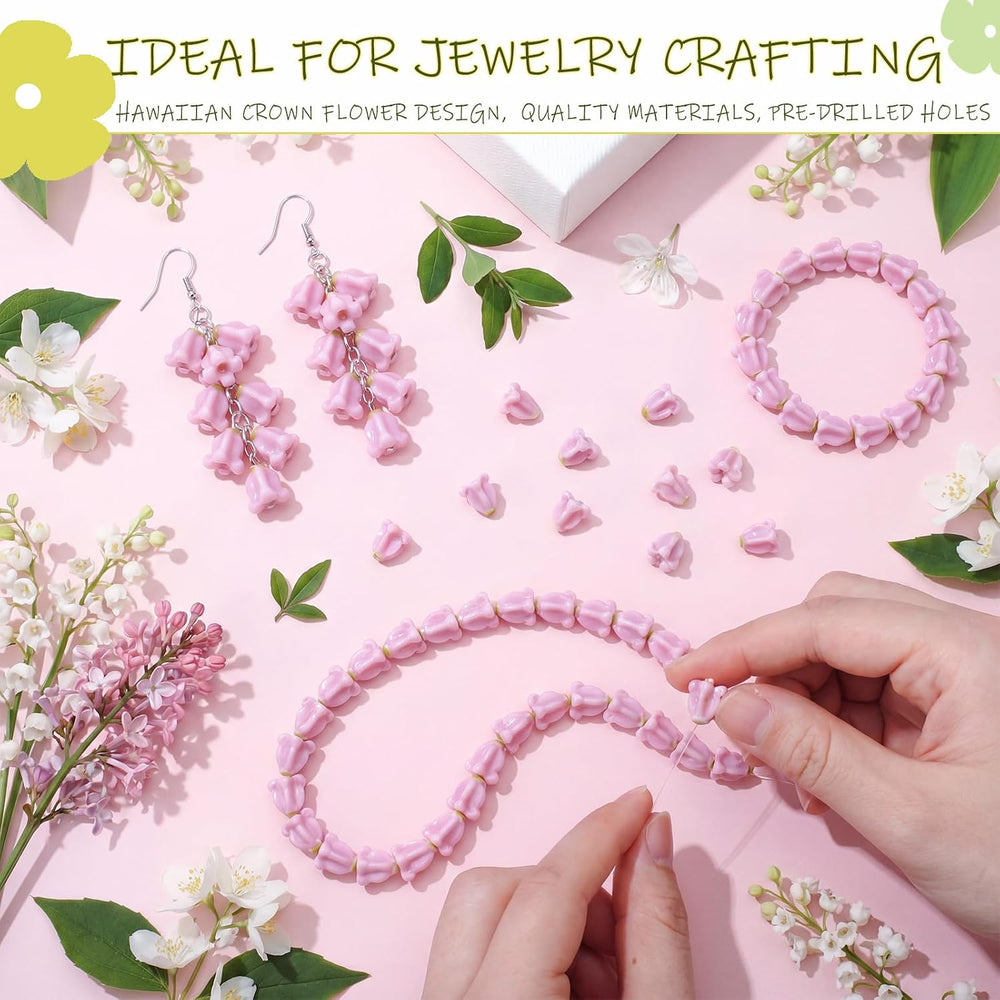 Jutom 100 Pcs Pastel Pink Crown Flower Beads for Hawaiian Lei Making