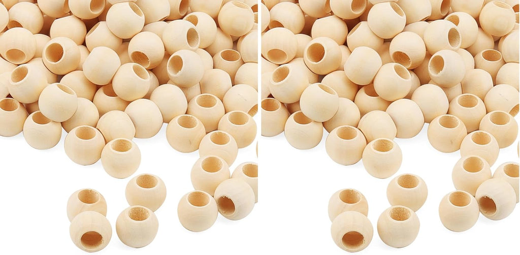 LEXININ 300 Pcs 20mm Unfinished Wood Beads, Large Hole Wooden Beads, Wood Macrame for DIY Crafts, Jewelry Making, Decorations (Pack of 2)