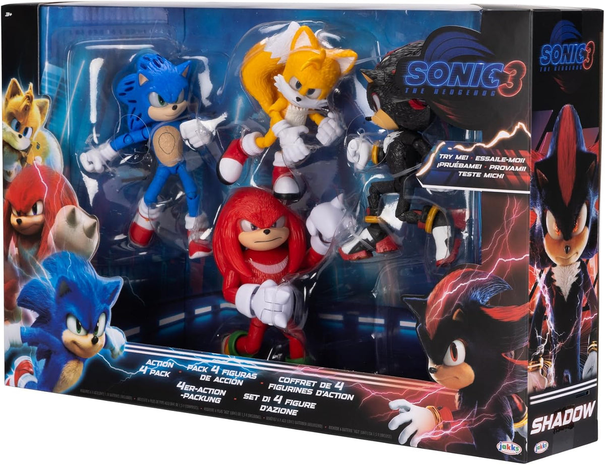sonic 3 movie - 5" figures multi-pack on a desk or shelf
