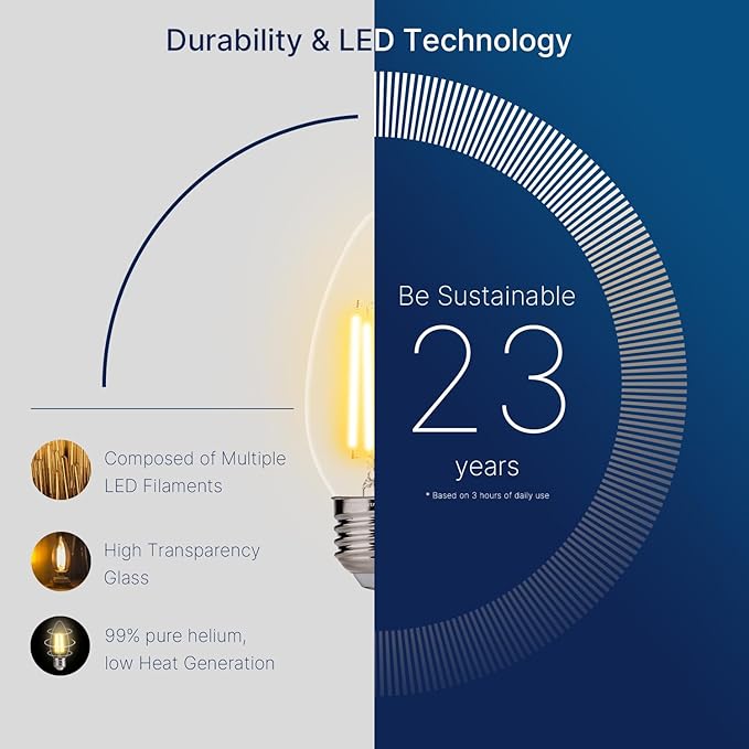 FLSNT 100W Equivalent LED Candelabra Bulbs, 800LM Dimmable LED Chandelier Light Bulbs, 2700K Soft White, E26 Base, 12 Pack UL,CA65 Listed.