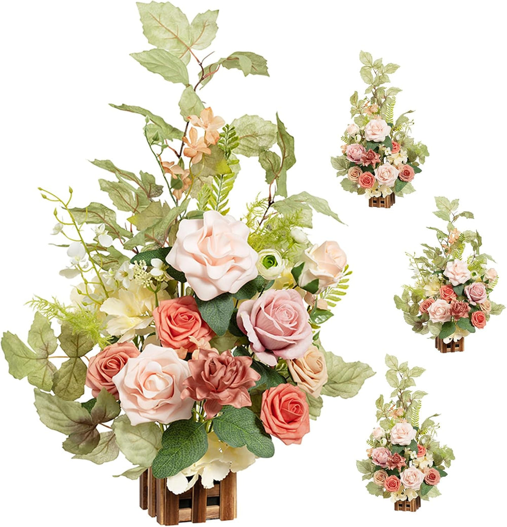 Ling's moment 17.5" Tall Standing Artificial Flowers Arrangements 4p...