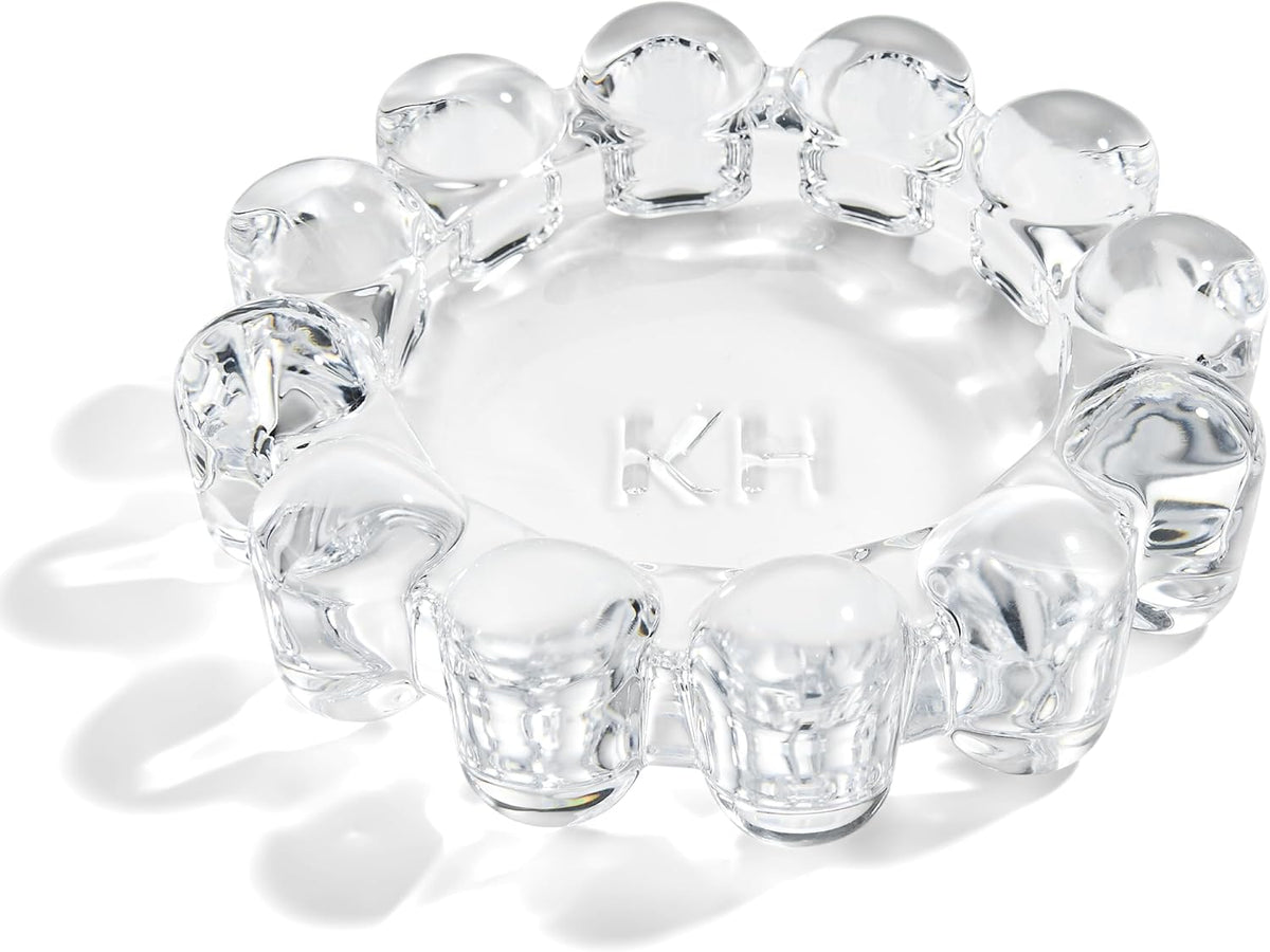 khtumeware Chic Clear Bubble Glass Candle Dish – Modern Clear Glass Candle Holder for Tealights & Diffusers, Decorative Tray for Home & Tabletop Decor（2 Pack）