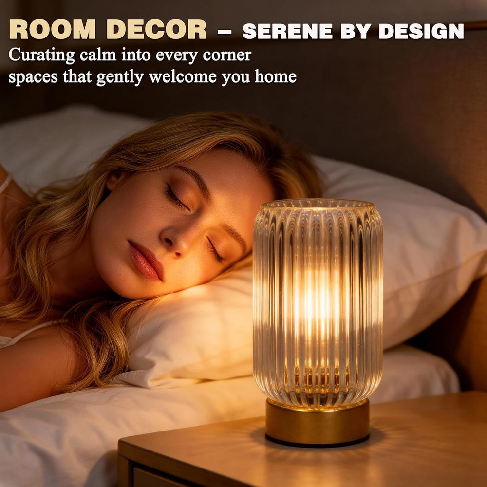 MJ PREMIER Battery Operated Lamp, Small Cordless Lamp with Timer, Clear*2