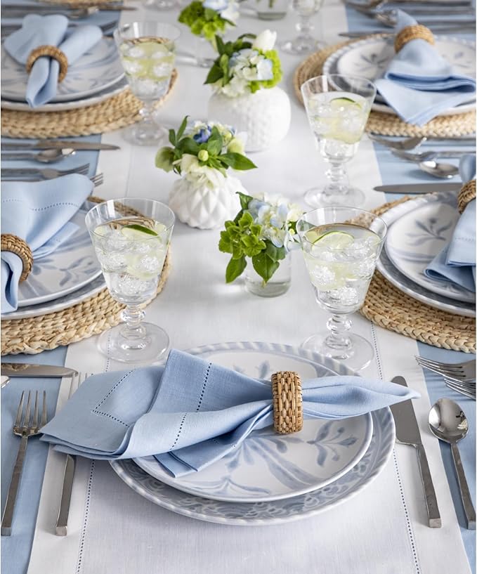 Solino Home Linen White Table Runner 144 Inches Long - 100% Pure Linen Extra Long Table Runner 14 x 144 Inch for Fall, Autumn, Halloween, Thanksgiving, Christmas, Holiday - Classic Hemstitch