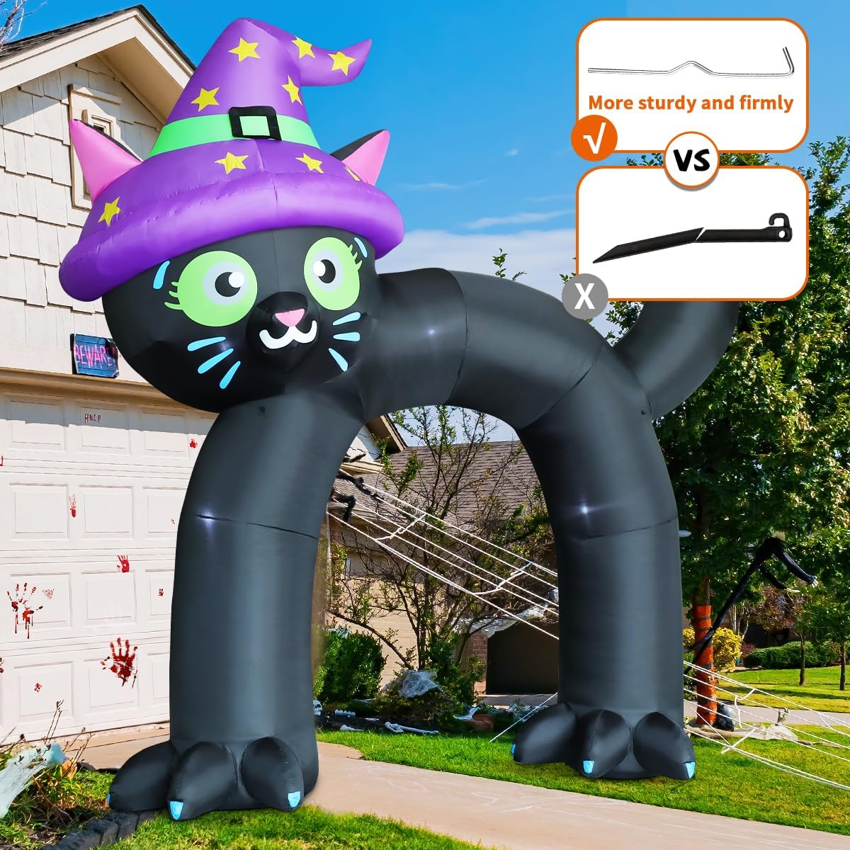 comin 14ft halloween inflatables outdoor decorations black cat, side view