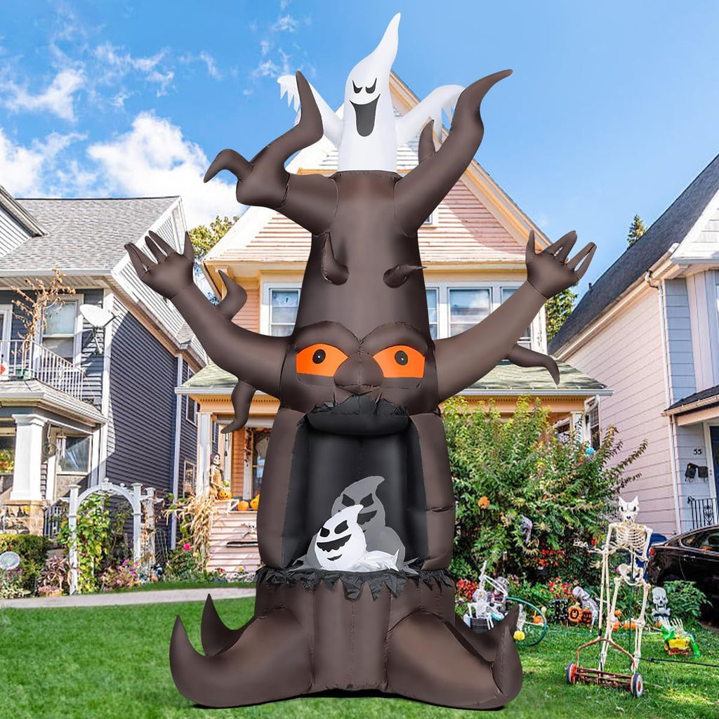 goosh 9 ft halloween inflatable animated dead tree, side view