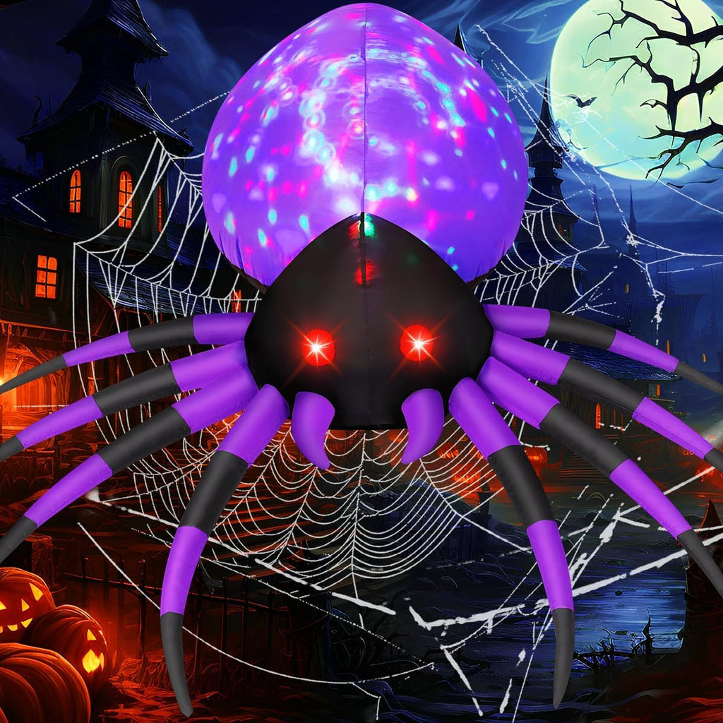 GOOSH 5 FT Width Halloween Inflatable Spider Outdoor Decoration with Magic Light, Blow Up Yard Inflatables Holiday Inflatables for Outdoor Yard Garden Lawn Decor