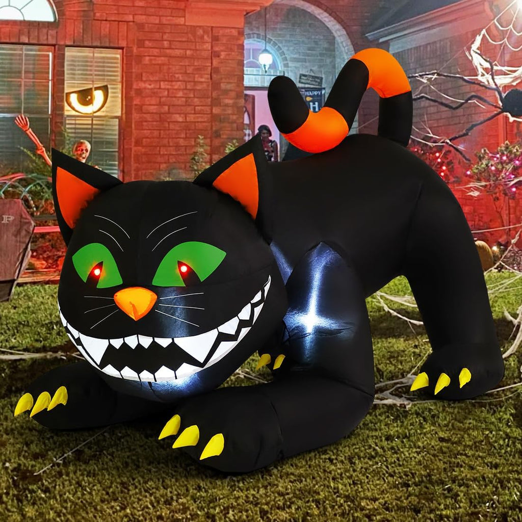 comin 6 ft halloween inflatables black cat outdoor, close-up detail