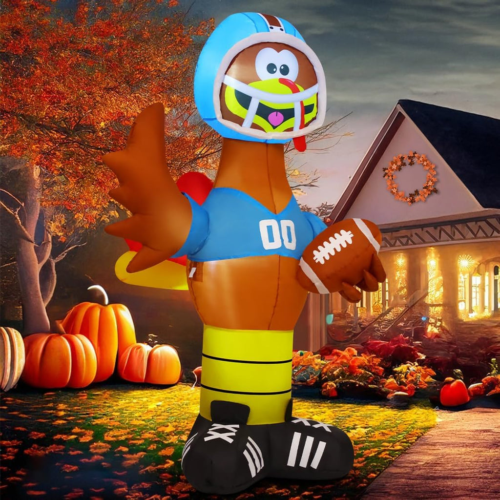 goosh 6 ft thanksgiving lnflatable turkey outdoor decorations, close-up detail