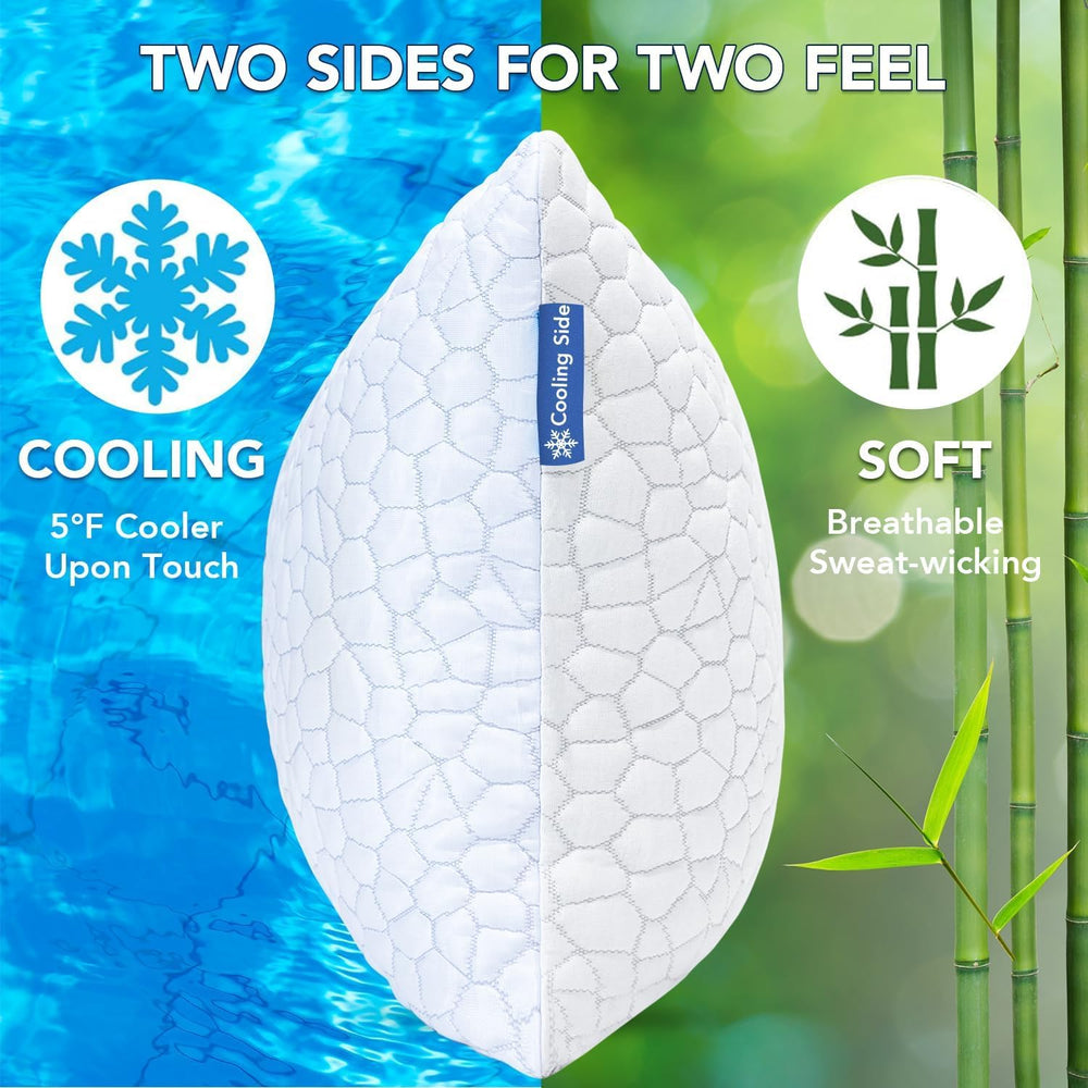 QUTOOL Cooling Pillow for Sleeping, CertiPUR-US Shredded Memory Foam Queen Pi...