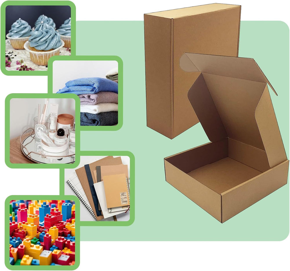 10x10x3 inch Shipping Boxes 20 Pack, Brown Corrugated Cardboard Mailer Box