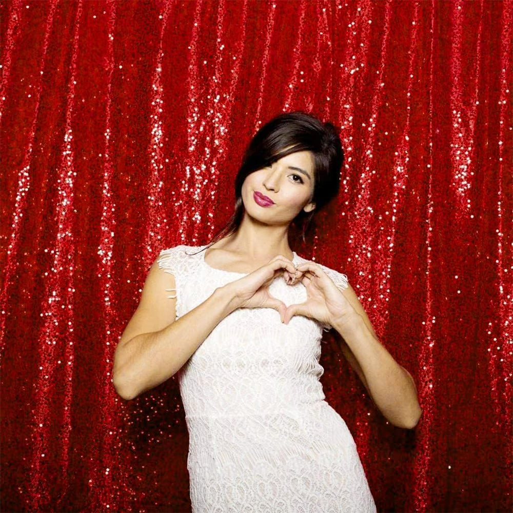JYFLZQ Red Sequin Backdrop Curtain for Party 8x10ft(WxH) 1 Panel