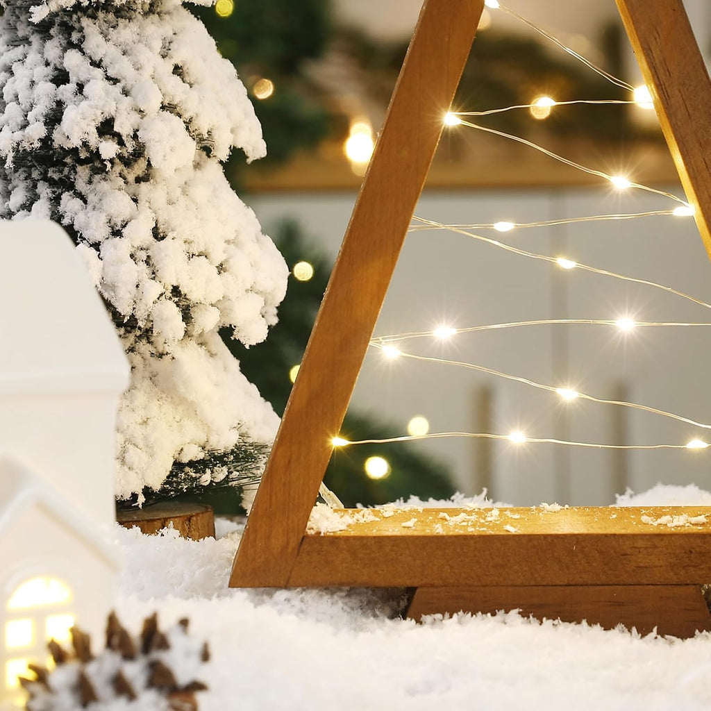 festalmart christmas decorations-2pcs light up wooden christmas tree shown in use
