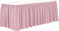 Ultimate Textile Pleat Polyester Fabric Table Skirt - Machine Washable Flame Resistant with Clips for Events, Weddings & Trade Shows, Cut & Sewn in Paterson, NJ - Light Pink, 21' Shirred Pleat