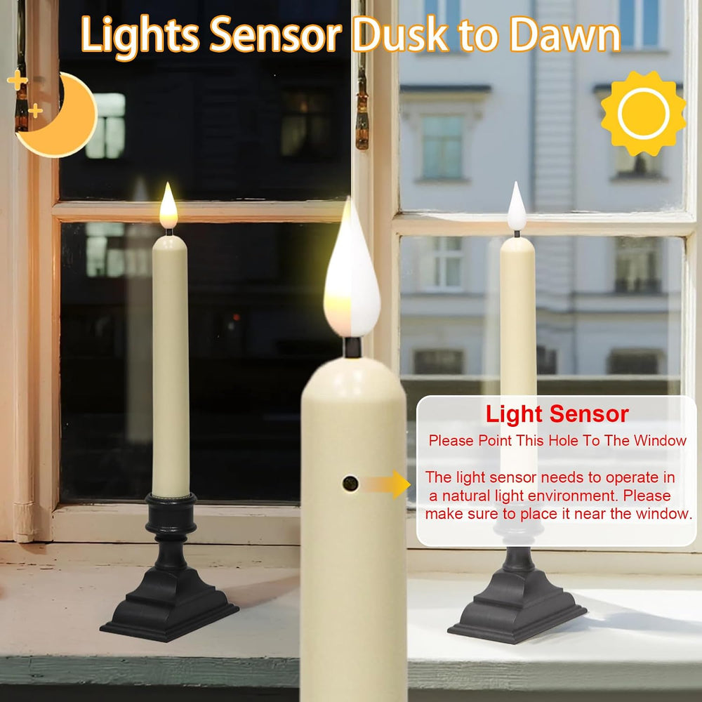 Christmas Window Flameless Candles Sensor Dusk to Dawn Battery Operated