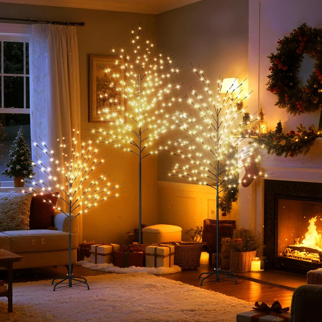 DoCred 5ft Lighted Tree with Warm White LED Lights for Holiday Indoor Outdoor Decor, 8 Lighting Modes, Waterproof - Artificial Tree Ideal for Home Patio Wedding Festival Christmas Decor