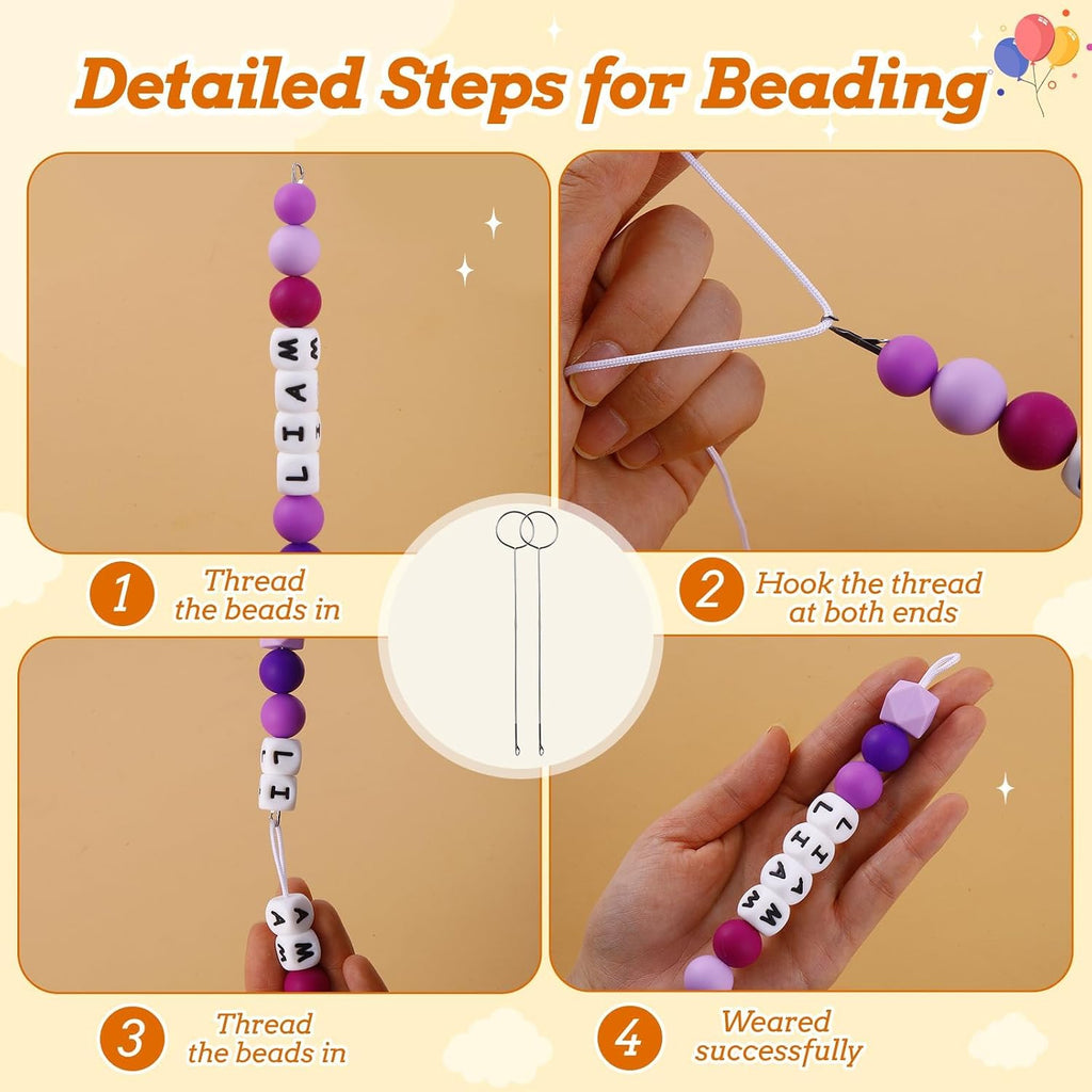 tohongadon 392 pcs silicone beads for keychain making, side view