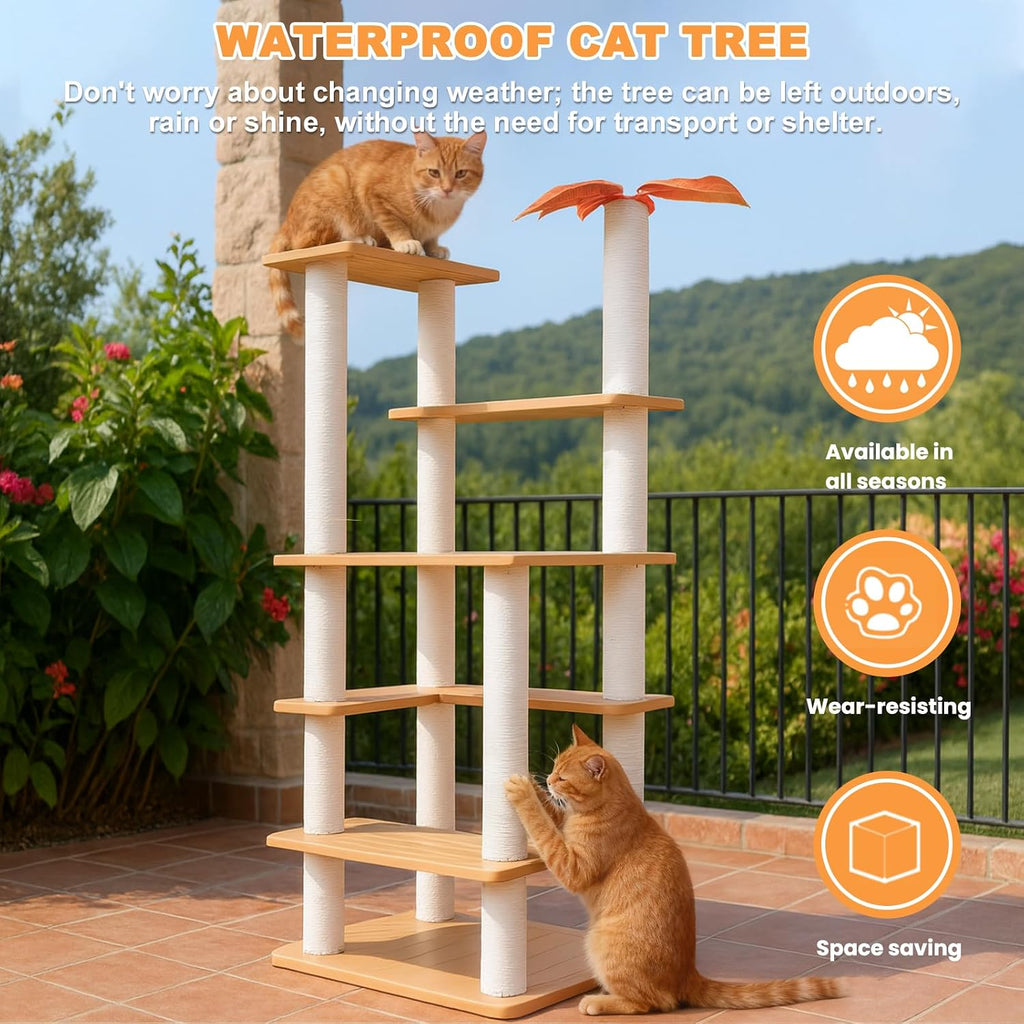 weatherproof outdoor cat tree with scratching posts for, side view