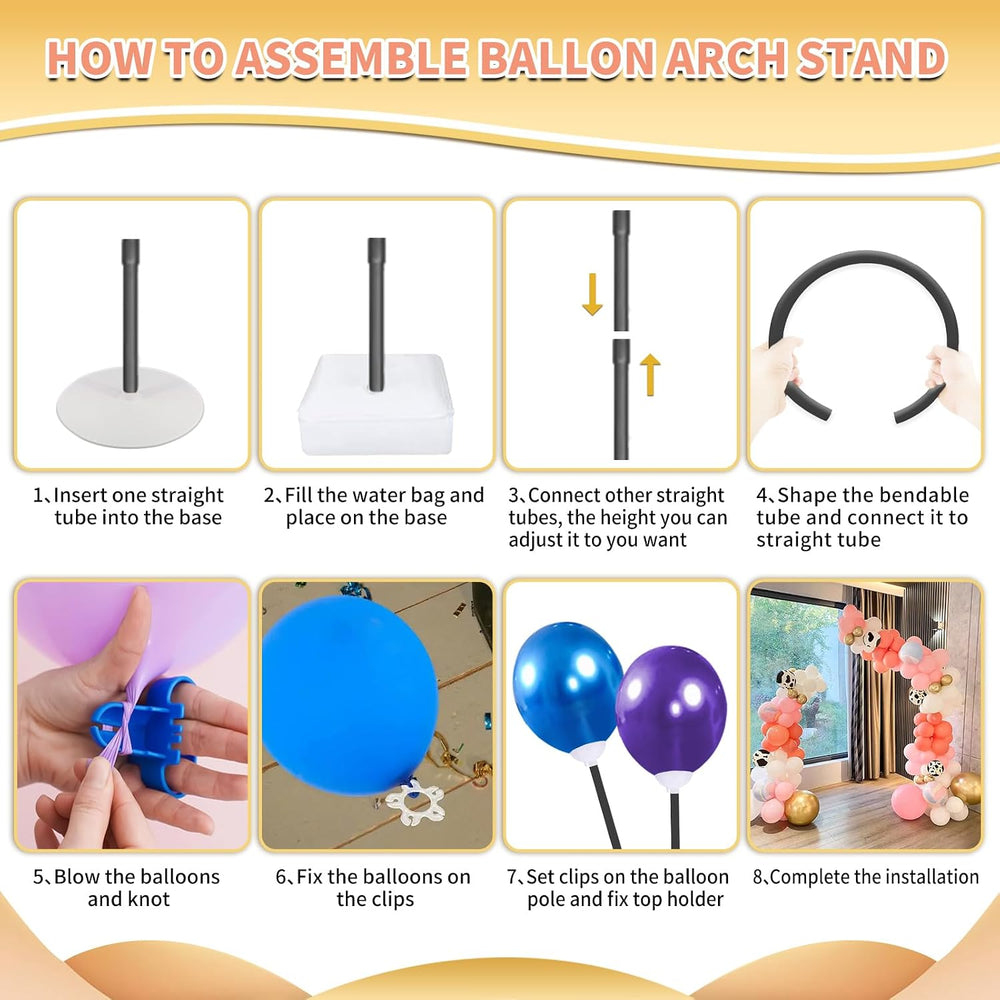 Bazen Balloon Arch Kits 8.2FT & 6FT Black Balloon Arch Stand With Base