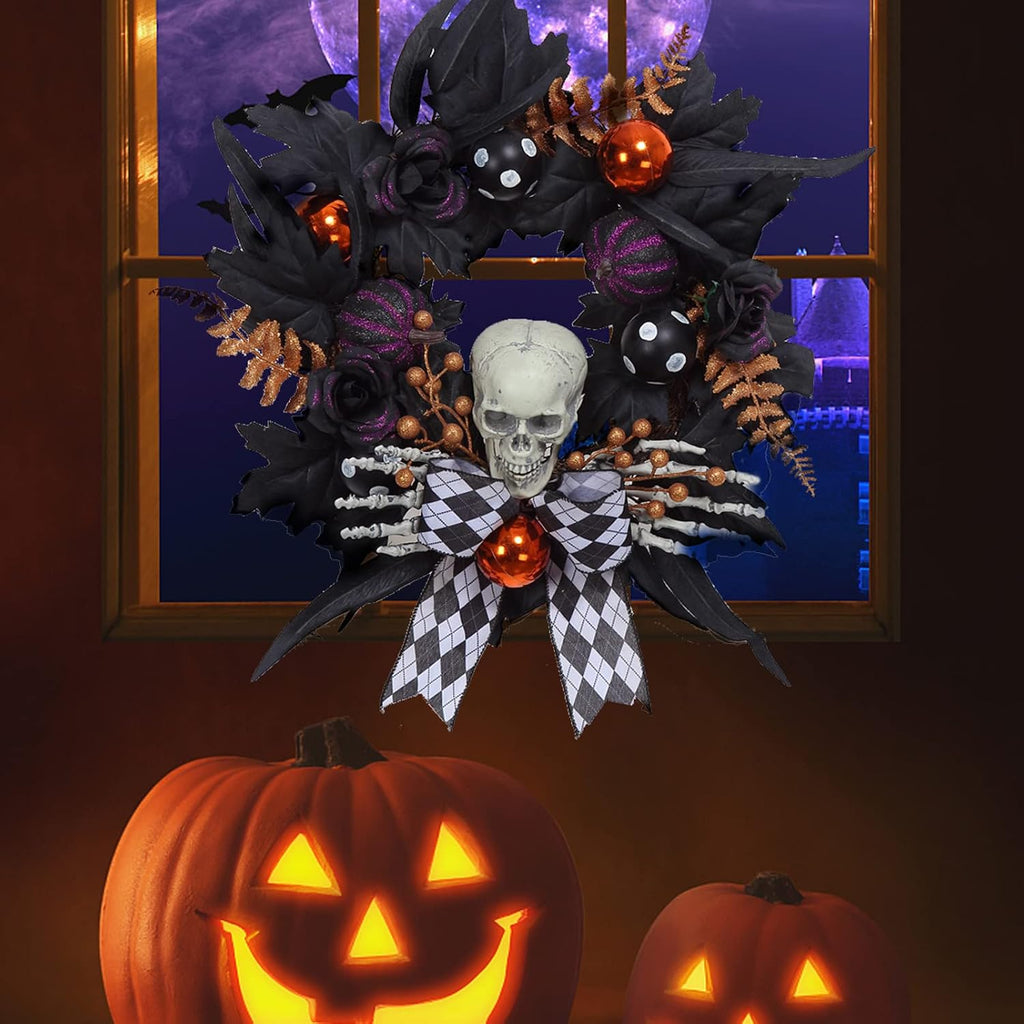 halloween wreath for front door halloween skeleton decorations, package contents