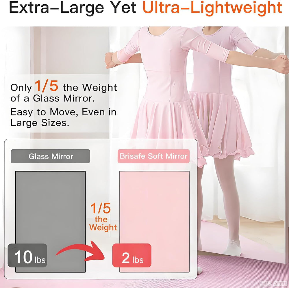 Gym Mirror, 59"x16" 2-Pack Shatterproof Nano Wall Mirror