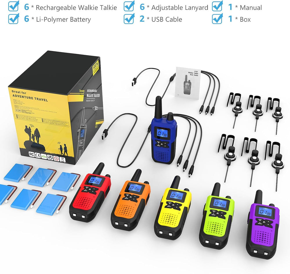 Topsung Walkie Talkies Long Range FRS VOX NOAA 1800mAh ‌Li-Po HD Loud Sound (...