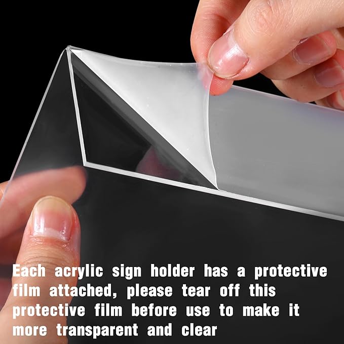 Vicenpal 200 Pcs 7x5 Inch Clear Acrylic Sign Holder Plastic L-shape Vertical Menu Stand, Picture Photo Frames, Table Paper Holder, Flyer Sign Display Stand for Restaurants, Store, Office, Wedding
