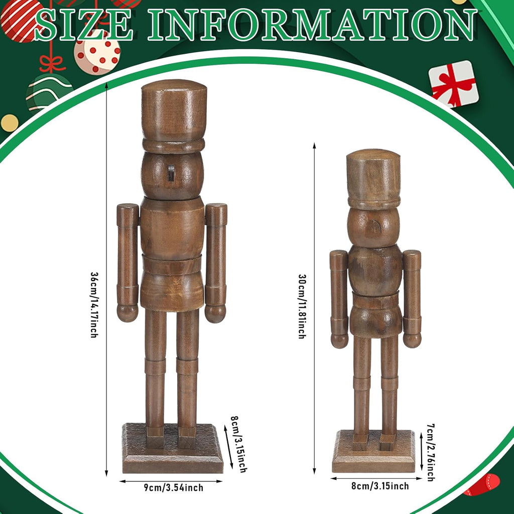 wonderjune 2 pack wooden nutcracker christmas, brown, 12 shown in use