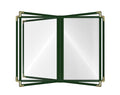 Goodsmart Restaurant Menu Covers – 25 Pack Green 10-View 8.5" x 14" Cafe Menu Holders, Side-Loading Vinyl Covers with Clear Sleeves, Plastic & Leather-Style Menu Covers with Gold Corners