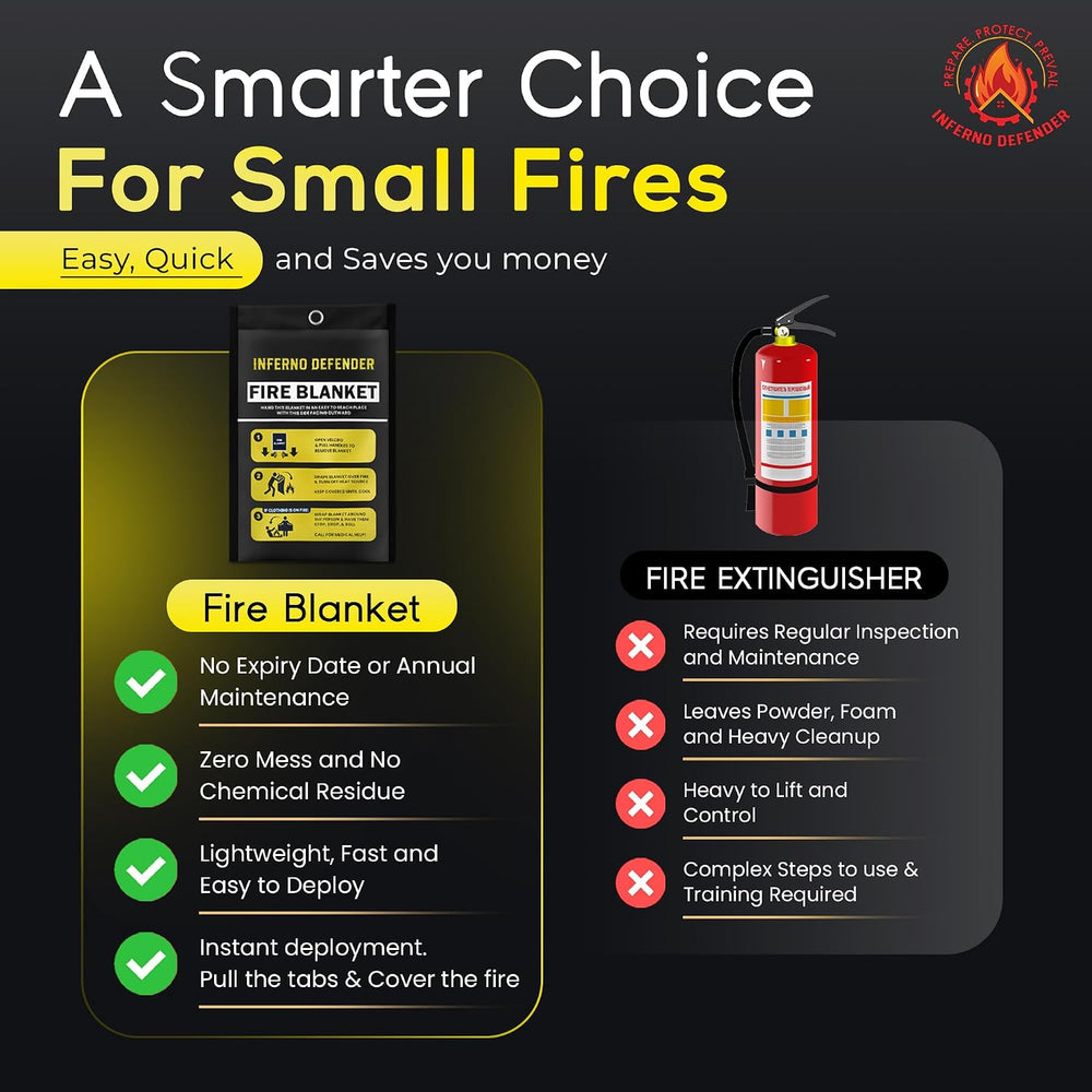 Emergency Fire Blanket For Home And Kitchen, Safe Touch Silicone Coated, 2 Pa...
