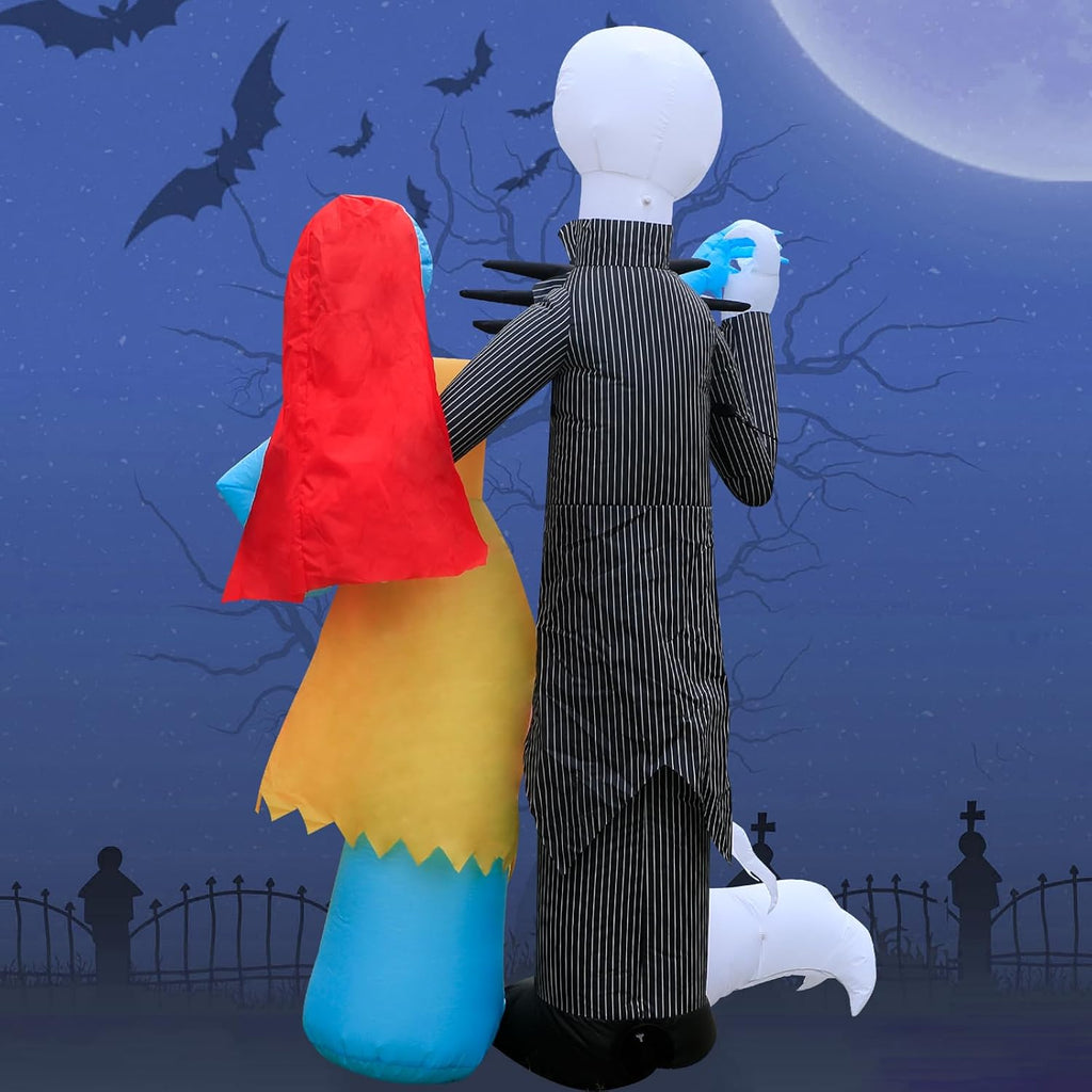 6FT Halloween Outdoor inflatables Decorations,Blow Up Skeleton and Dog Decorations with LED Lights, Halloween Party Decoration for Yard Garden Lawn