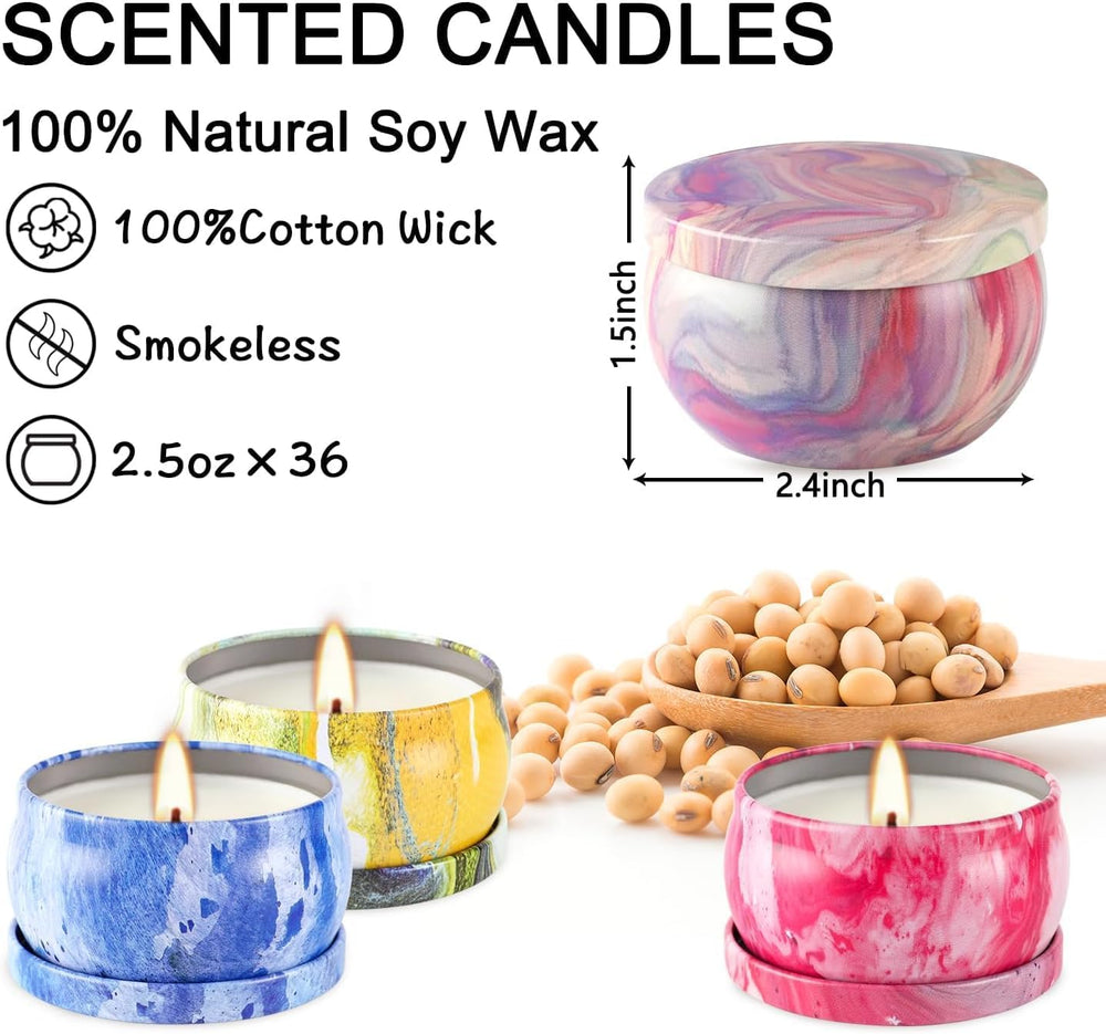 YOROXRG 36 Pack Scented Candles,Soy Wax Travel Tin Jar Candles,Aromatherapy C...