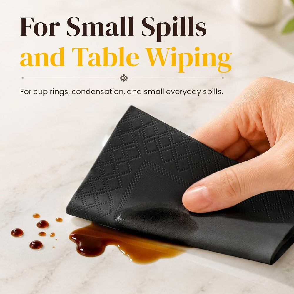 600 Count Black 2-Ply Cocktail Napkins, 4.75 x 4.75 Inch Disposable Beverage ...