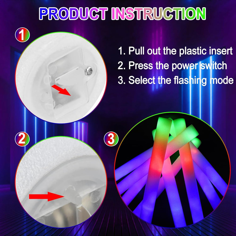 Taotuo 110PCS Foam Glow Sticks,Glow in The Dark Party Supplies Three Flashing...