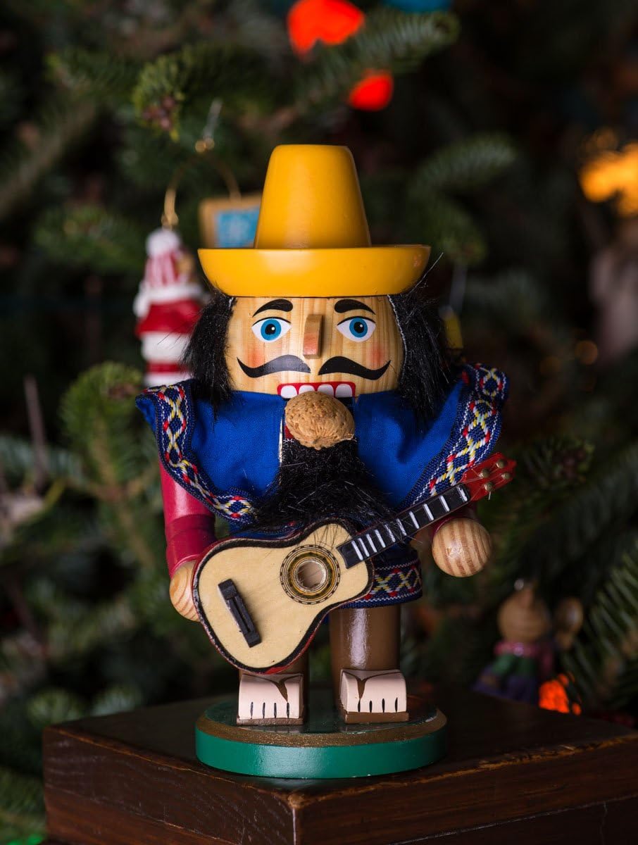 clever creations mariachi 7 inch chubby wooden nutcracker, side view