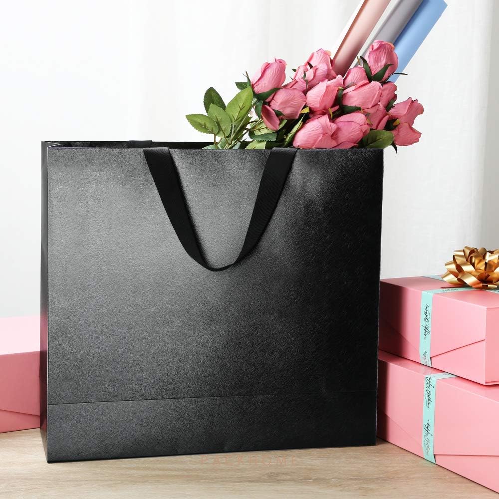 packhome 6 extra large black gift bags with shown in use