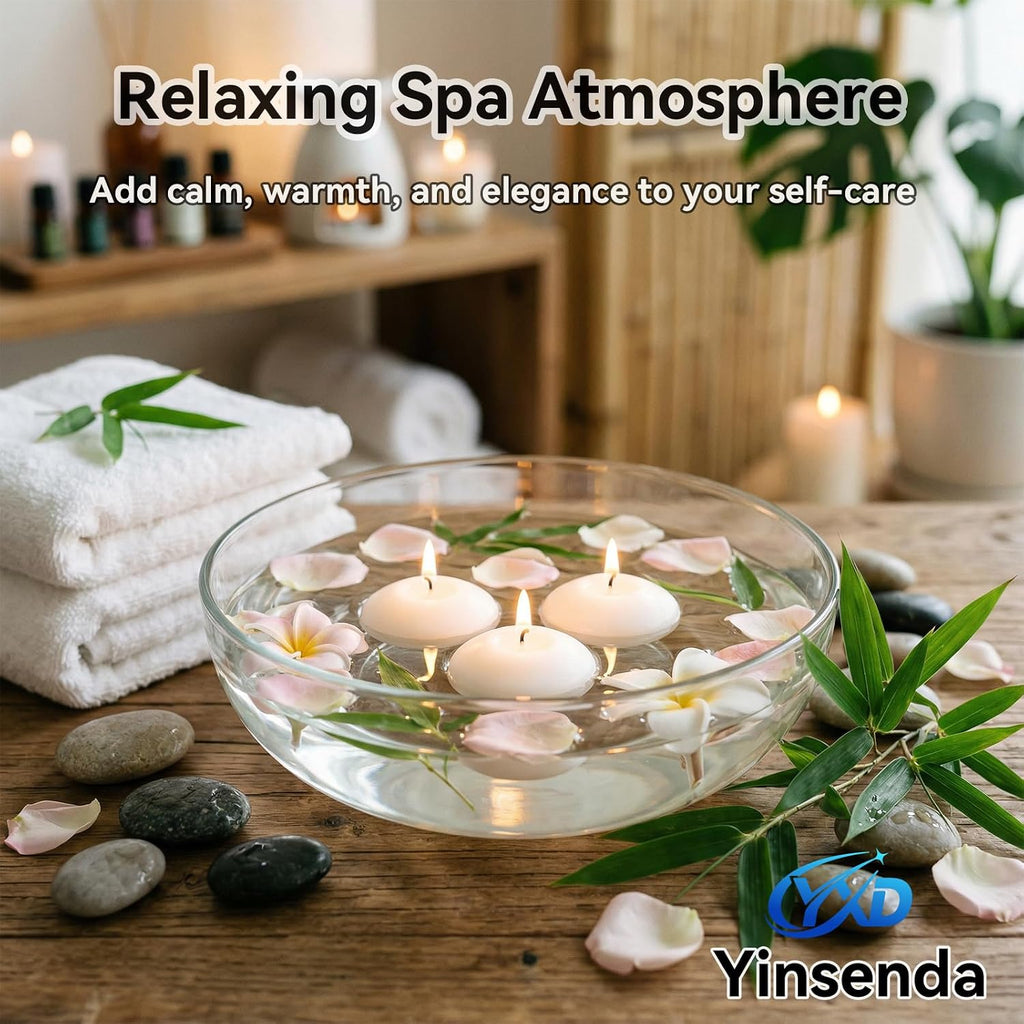 12 Pack Floating Candles- White 2 Inch Round Unscented Floating Candles for Wedding Centerpieces, Parties, Vase Fillers and Bath Tub