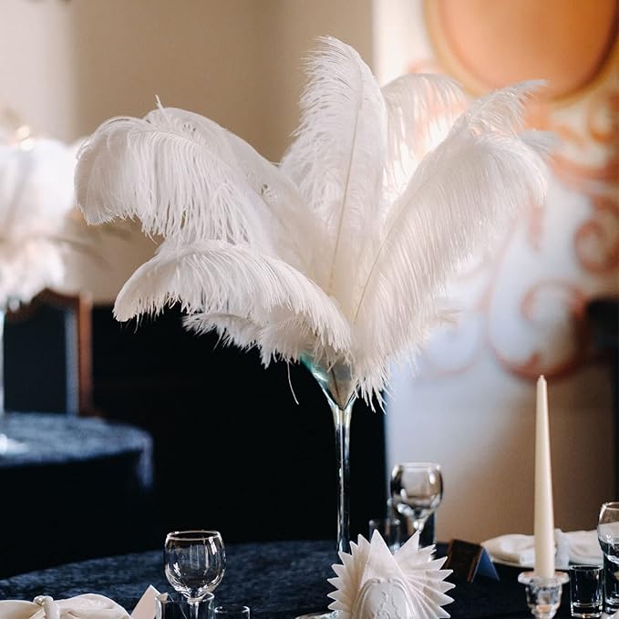 80 Pcs Large Natural Ostrich Feathers Plumes 14-16 Inch Bulk for DIY Crafts Wedding Party Centerpiece Vase