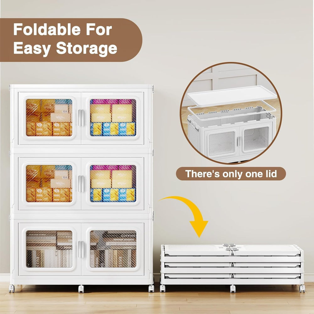 BROVIEW 660qt Extra Large Stackable Storage Bins with Lids White 3 Pack