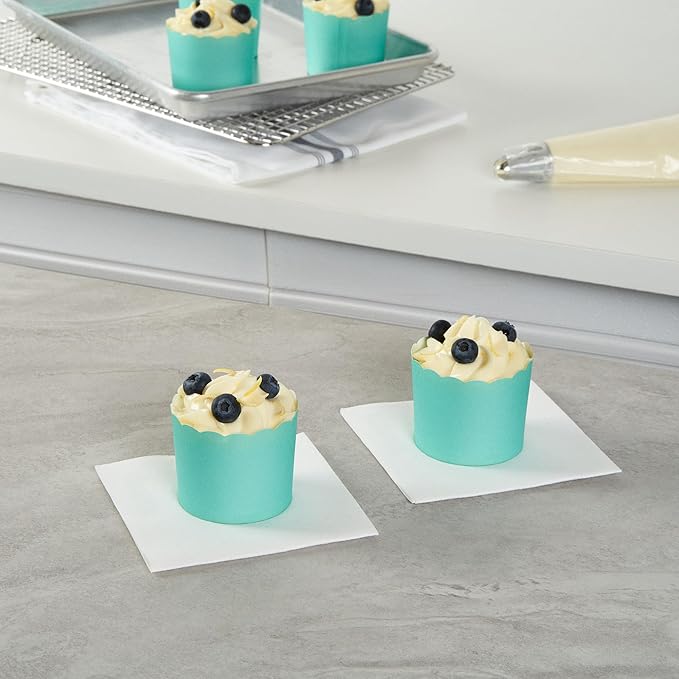 Panificio 6 Ounce Cupcake Wrappers, 200 Scalloped Baking Cups - Oven-Ready, Greaseproof, Turquoise Paper Cupcake Liners, Disposable, For Birthdays, Baby Showers, Or Weddings - Restaurantware (200 Pack)