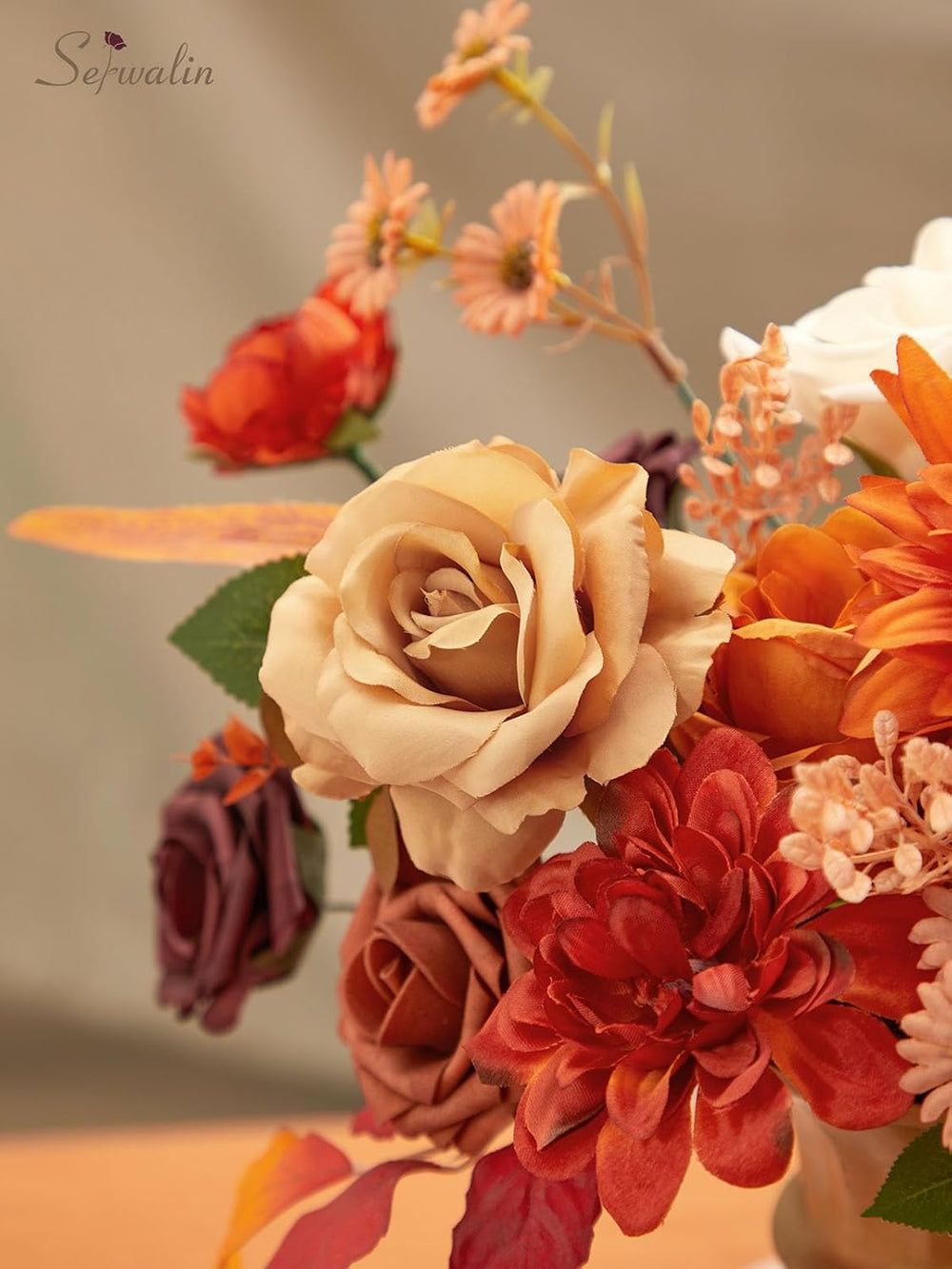 Artificial Fall Flowers Burnt Orange Silk Flowers for Wedding