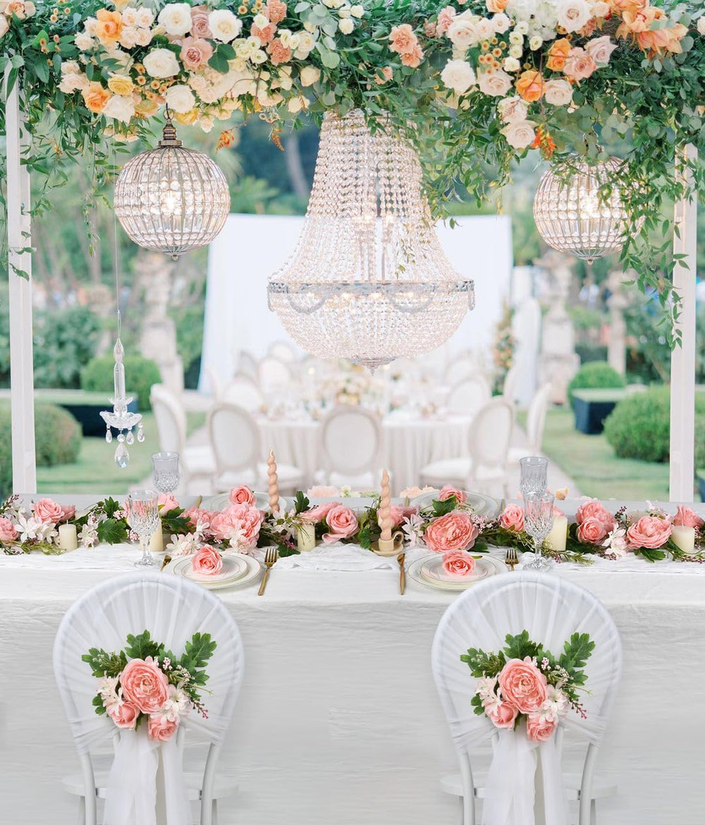 2 Pack Artificial Peony Garland Flowers, 12ft Floral Greenery Garland Rose Fl...