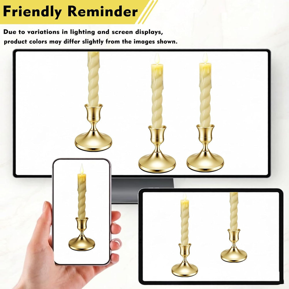 48Pack Gold Taper Candle Holders Metal Vintage Brass Candlestick Holders