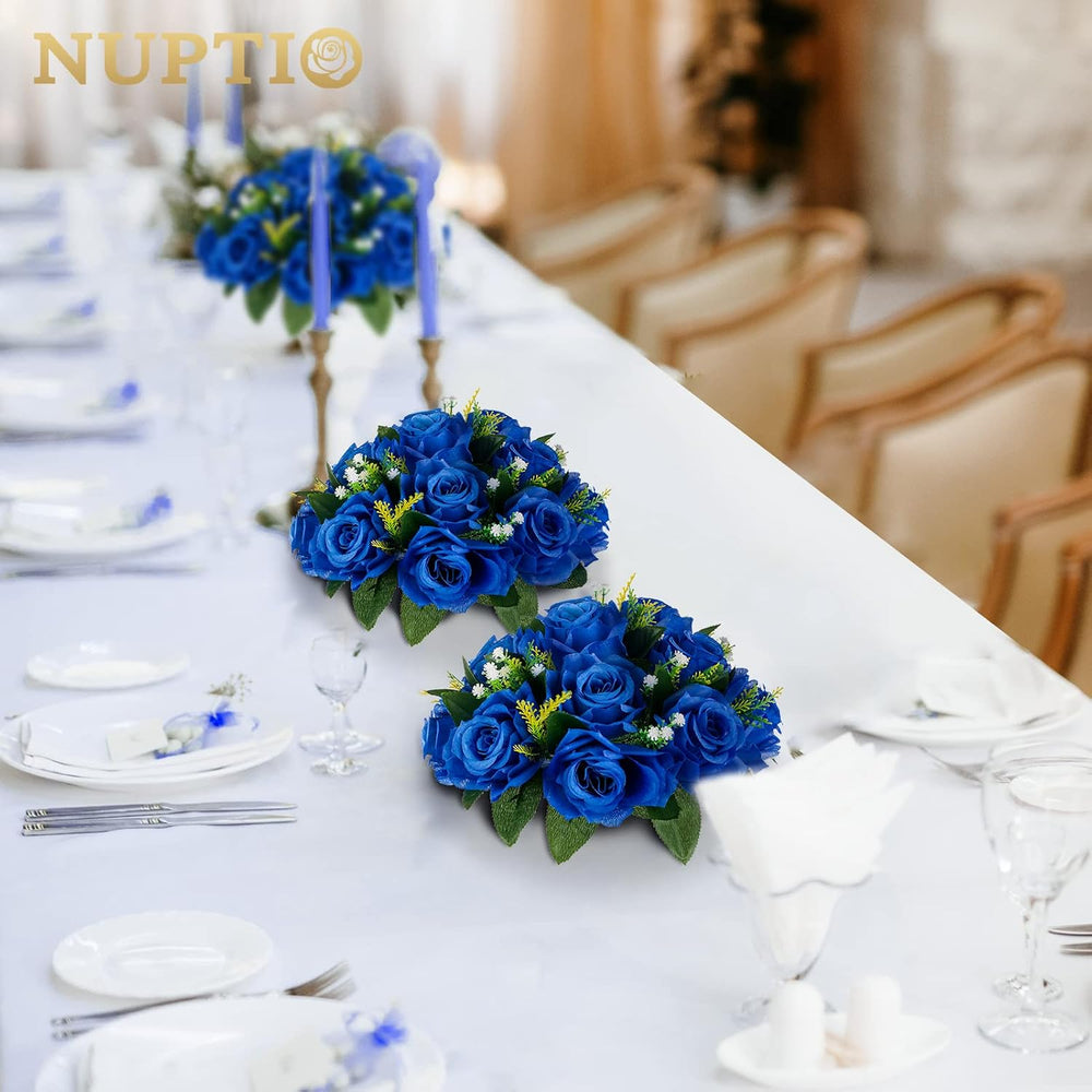 NUPTIO Flower Ball Arrangement Bouquet - 6 Pcs 9.5 inch Diameter Royal Blue F...