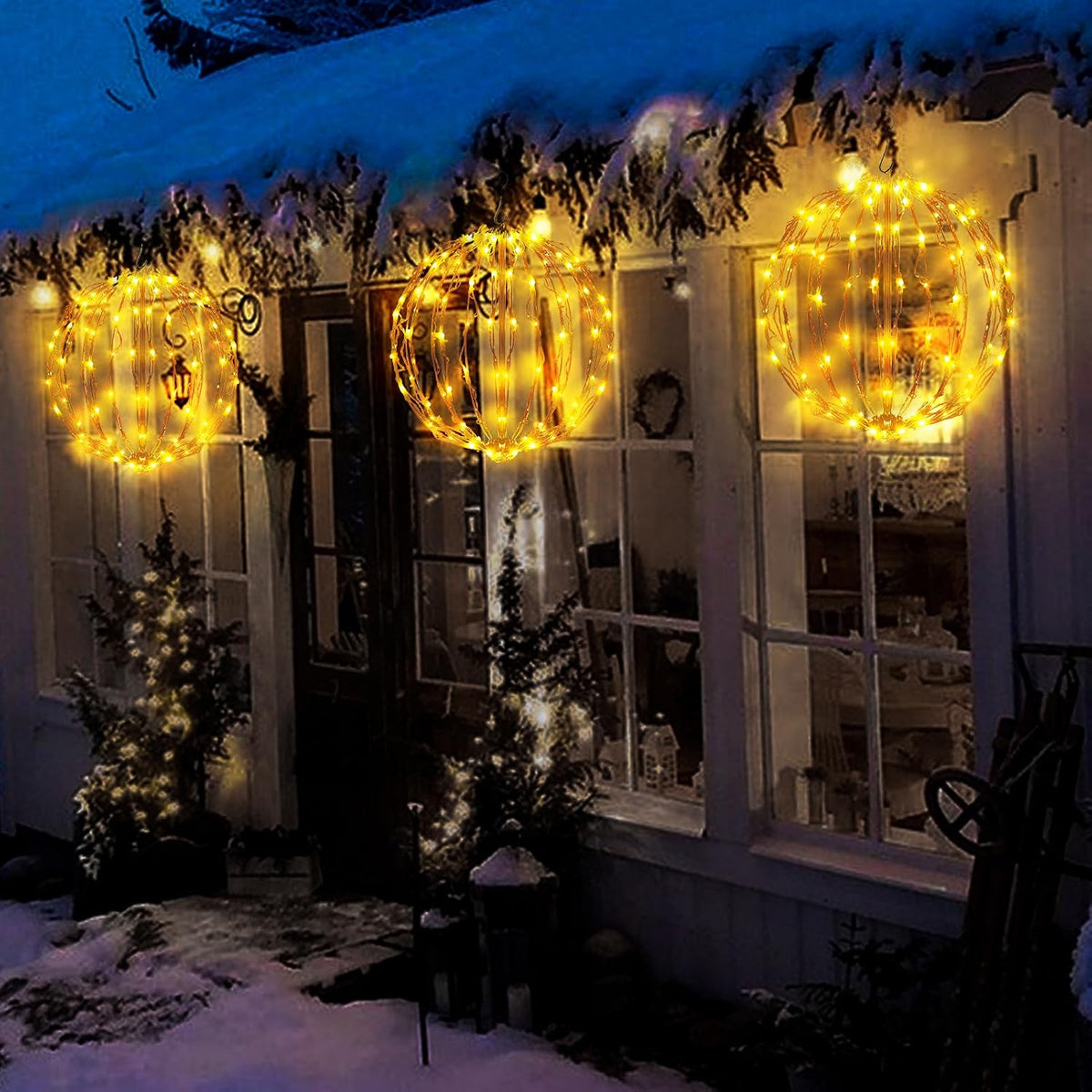 12 inch christmas ball lights, 3 pack outdoor on a desk or shelf