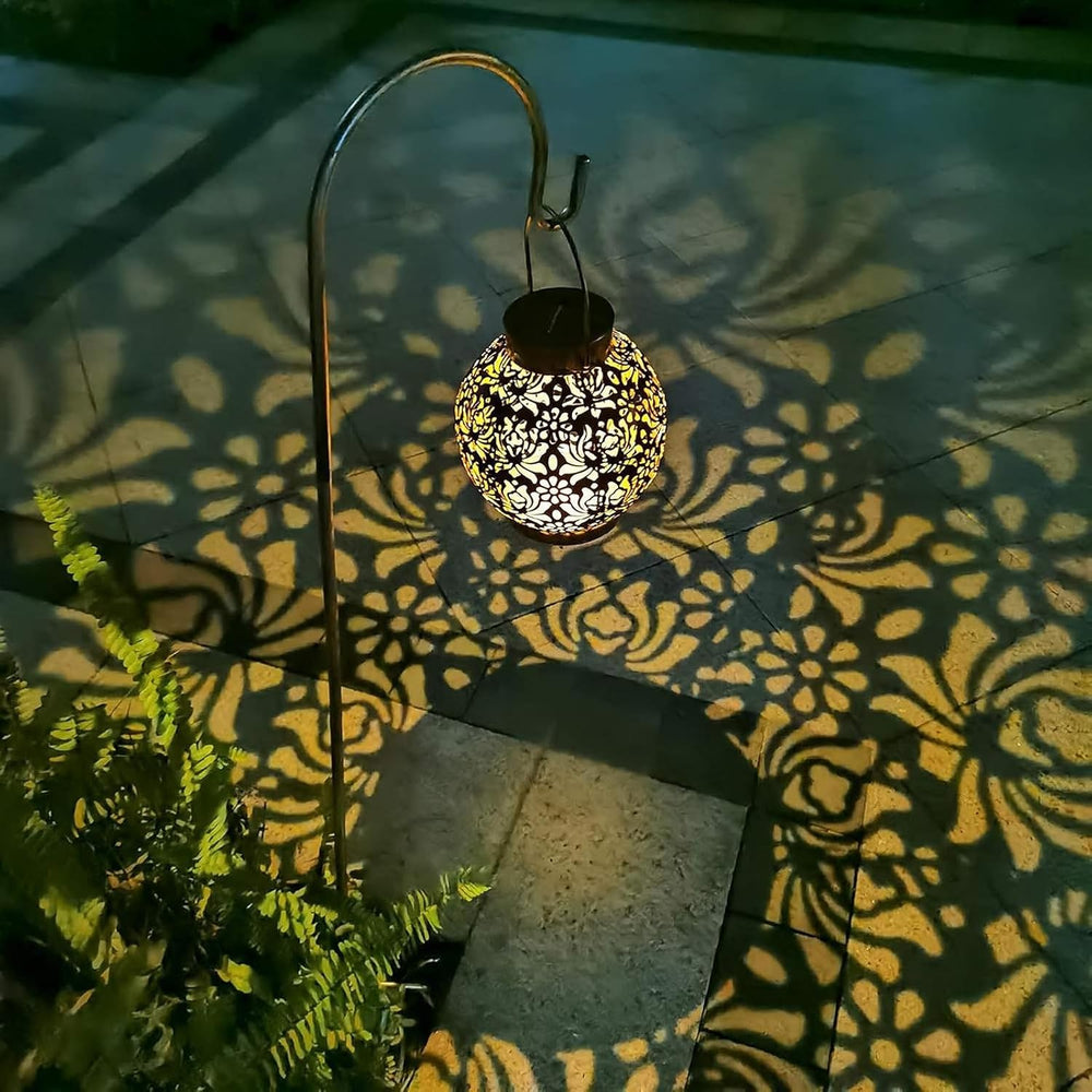 2 Pack Solar Lanterns Outdoor, Classic Black Flower