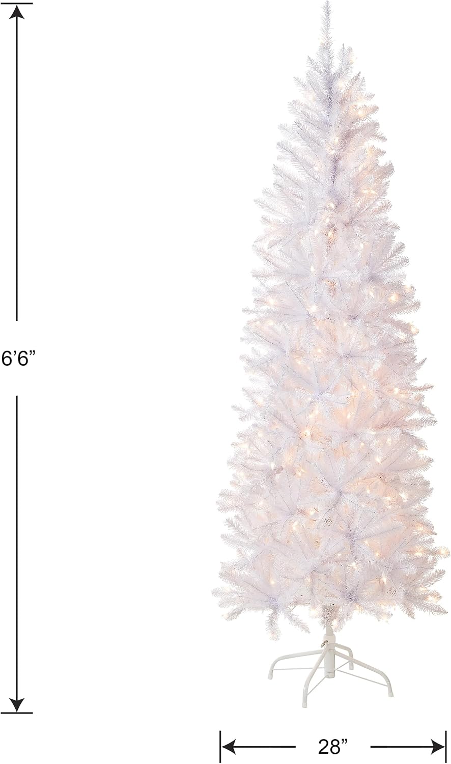 national tree company 6.5ft pre-lit kingswood fir slim showing dimensions