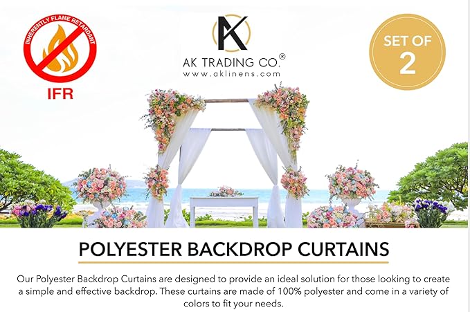 AK TRADING CO. 10 feet x 8 feet IFR Polyester Backdrop Drapes Curtains Panels with Rod Pockets - Wedding Ceremony Party Home Window Decorations - Dark Teal