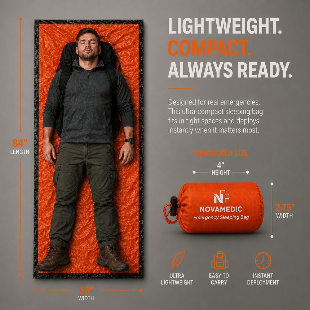 NovaMedic Emergency Sleeping Bag – 84"x36" Thermal Mylar Survival B...